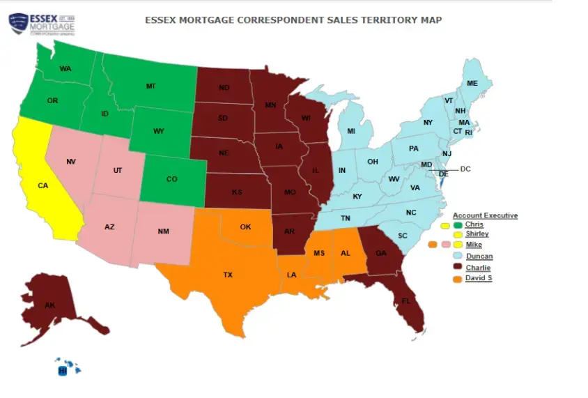 Account Executive areas of business map